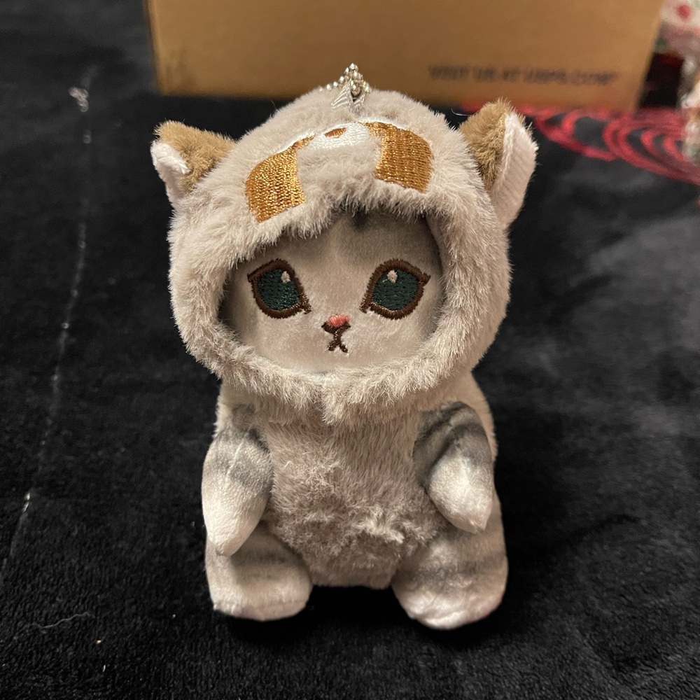 Gray Cat Plush Key Chain Toy